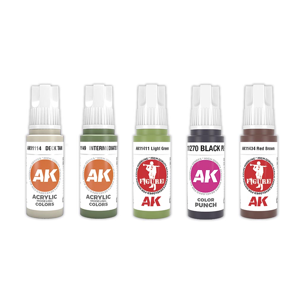 FIRE! MODERN COMBAT + AK INTERACTIVE WOODLAND CLASSIC PAINT SET (5x COLORS) - Image 3